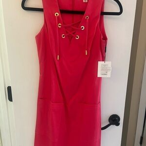 Calvin Klein Vibrant Pink Lace-Up Mini Dress
